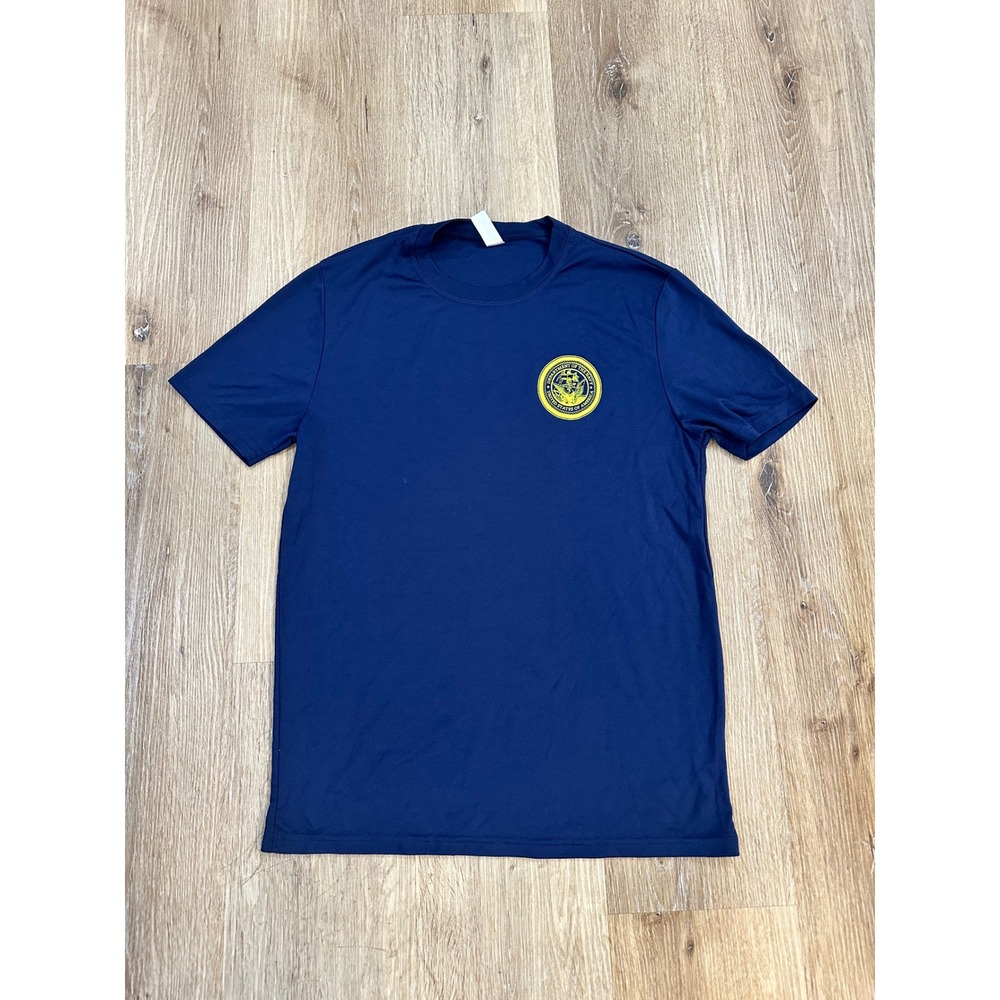 US Navy‎ Performance T Shirt Small Blue Forged by the Sea Microfiber Made in USA